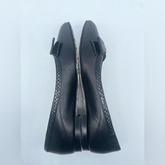 Gucci Black Leather Snake skin bow embellished GG Ballerina flats EU 38.5 - Picture 4 of 13